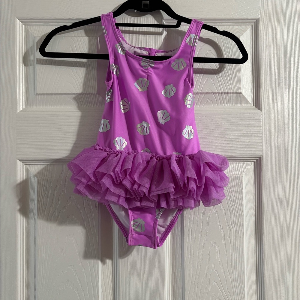 Cat & Jack Purple One Piece with Silver Shells